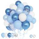 72Pcs Winter Balloons Set, Light Blue and White Balloons with 12 Inch Confetti Metallic Blue Balloon for Winter Wonderland Christmas Bridal Baby Shower Snow Wedding Princess Birthday Party Decorations