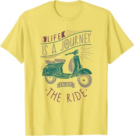 Life is A Journey Enjoy The Ride Moped Vintage Retro Scooter T-Shirt, Large