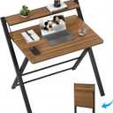 GreenForest No Assembly Folding Desk, 2-Tier Compact Computer Desk with Shelf, 30 inch Space Saving Foldable Table for Home Office, Dorm or Apartment, Portable Collapsible Sturdy Laptop Desk, Espresso, 24.5 x 30 inch