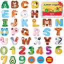 JoyCat Wooden Thick Alphabet Magnets for Toddlers Fridge Large Size Cute Animal Colorful ABC Magnetic Letters 26 Uppercase Letters 0-9 Numbers Toy Set for Kids Toddlers Preschool Learning Spelling