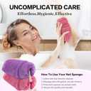 UJFQBH African Net Sponge Authentic 2-Pieces Exfoliating Body Scrubber for Shower & Bath, Deep Cleansing Lather for Dead Skin Removal, Back Scrubber for Women & Men (Pink Purple