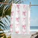 Preppy Bowknot Beach Towel - Aesthetic Coquette Trendy Bowknot Pool Towels Microfiber Absorb Water Travel Towels 60x30 Inches for Bathroom Kitchen Gym Yoga, Gifts for Girls Lady