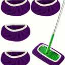 4 x 4Pcs Reusable Chenille Mop Pads with Dry Sweeping Cloths for Surface/Hardwood Floor Cleaning Purple (Mop is not Included)