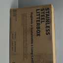 XL Stainless Steel Cat Litter Box with Enclosure and Pooper Scooper - Durable Black Metal Litter Box for Big Cats, High Sides for Anti-Leakage, Never Absorbs Odors, Non-Sticky - (60x40cm) (White)