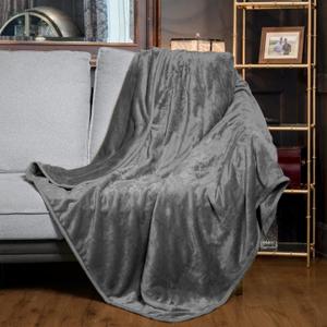 WOOMER Heated Throw Electric Throw(50"x 60"), Soft Flannel Fast Heating Blanket, 4 Heating Levels & 4H Auto Off, Machine Washable, Over-Heat Protection