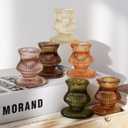 WDHODEC Glass Candlestick Holders 12PCS Taper Candle Holders for Table Centerpiece Vintage Colorful Candle Sticks for Wedding, Party and Birthday Table Decoration (Brown)