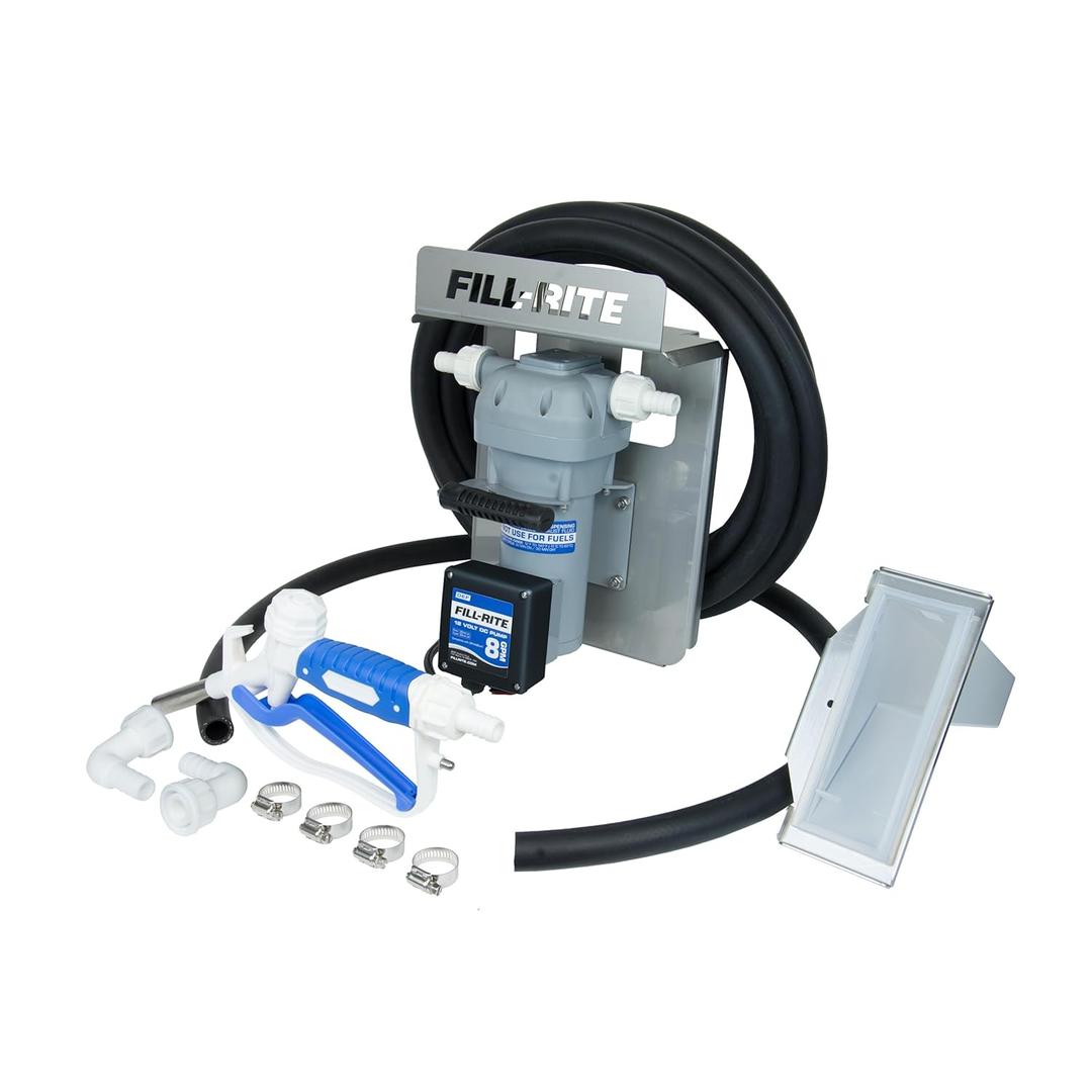 Fill-Rite DF012CMN520 12V 8 GPM Diesel Exhaust Fluid (DEF) Transfer Pump w/Tote Mount Package & Manual Nozzle