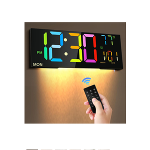 Digital Wall Clock, 16" Large Screen Wall Clock, Digital Alarm Clock with Remote Control, Temperature/Alarm/Date/Day/DST, LED Digital Wall Clock Adjustable Brightness
