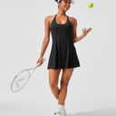 Womens Tennis Dress with Adjustable Straps Built-in Bra Workout Athletic Golf Summer Dress Non-Removable Shorts (Black, S)