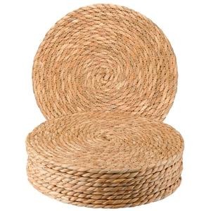 Round Woven Placemats 12 inch Set of 10 - Boho Rattan Placemats Natural Water Hyacinth Placemat, Farmhouse Weave Place Mats, Rustic Braided Wicker Table Mats for Dining Table,Home,Wedding Pack of 10