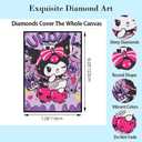 PERFECTSIGHT Cute 5D Diamond Art Kits with Wooden Frame, Kawaii DIY Painting Art for Adults Teen, Diamond Arts and Crafts Sets, Big Gem Full Drill Diamond Dots for Home Wall Decor (Magic Kuro)
