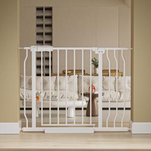 Wide Baby Gate for Stairs Doorways Pressure Mounted Baby Gate Walk Through Child Gates for Kids or Pets Indoor Safety Gates 34 to 38.5 Inch Wide