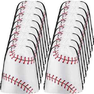 Flutesan 50 Pack 8 x 10 Inch Drawstring Baseball Party Favor Bags Plastic Baseball Snack Goodie Bags Gift Packaging Storage for Birthday Sports Theme Party Supplies