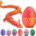 3D Printed Dragon,Mystery Easter Crystal 3D Dragon Egg,Dragon Eggs with Dragon Inside,3D Printed Animals Fidget Desk Decor (Red Gold, 12.5in)