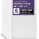 Filtrete 18x30x1 AC Furnace Air Filter, MERV 12, MPR 1500, CERTIFIED asthma & allergy friendly, 3 Month Pleated 1-Inch Electrostatic Air Cleaning Filter, 6-Pack