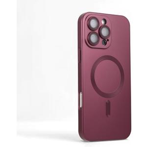 Magnetic for iPhone 16 Pro Max Case,Soft Slim Fit Anti-Fingerprint Sleek Phone Case Cover with Camera Protection,Compatible with MagSafe,Burgundy