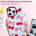 Case for iPhone 14 Pro Max Case,Cute Pink Ribbon Bow Cherry Pattern Phone Case with Shockproof Slim Soft TPU and Hard PC Protective Cover for Girls Women (Glossy)