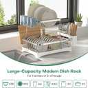 2 Tier Dish Drying Rack,Stainless Steel Dish Rack For Storing Knife Fork Pots&Pans,Dish Drying Rack With Drain Tray For Kitchen Countertops/Sinks,Silver Tiered Dish Rack With Retractable Drain Outlet