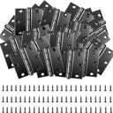 3 Inch Door Hinges, 24 Pack Black Heavy Duty Metal Square Hinge for Interior & Exterior Doors Soft Close 3" x 3" Bisagras para Puertas Rust Resistant 6 Hole Door Hardware for Hollow Core Doors