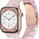 V.R.HOPE Resin Watch Band Compatible with Apple Watch Band for Women 38mm 40mm 41mm 42mm Tortoise Fashion Lightweight Bracelet Strap for iWatch Series 11/10/9/8/7/6/5/4/3/2/1/SE3 (Brown)