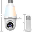 Energizer Smart 2K Light Bulb Security Camera, 1000 Lumens LED Light, 5GHz & 2.4GHz Wi-Fi Outdoor Socket Camera, Auto Tracking, Pan and Tilt, Night Vision, 2-Way Audio, Works with Google Home & Alexa