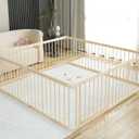 Baby Playpen Play Fence Gate Play Pen Wood Large,Playpens for Babies and Toddlers Kids Indoor,Baby Play Yards Gym, 160x180x61 cm