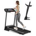 SPORFIT Foldable Treadmill with Incline, Portable Treadmills w/ 3 Adjustable Manual Incline, Heart Rate Sensor&LCD Display, Electric Treadmill, Running Machine for Home&Office, Black