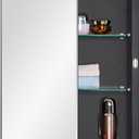 Black Bathroom Medicine Cabinet with Beveled Edge Mirrored Door 16 x 22 inch, Recessed or Surface Mount, with Adjustable Glass Shelves