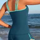 Yonique Women Tankini Swimsuit with Shorts - Two Piece Tummy Control Bathing Suit with Pockets 2026 Swimwear (Blue, S)