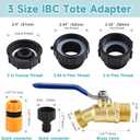 275-330 Gallon IBC Tote Tank Adapter,3-Size IBC Tote Hose Adapter, 2.44" Fine, 2 "Fine, and 2" Coarse Thread,3/4" Male NPT Inlet 3/4" Male GHT Lead-Free Brass Hose Faucet Garden Hose Connector
