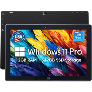 Fusion5 Built in USA 10.1 Windows 11 Professional Tablet PC FWIN232 PRO N5, 12GB RAM, 512GB SSD, Intel 13th Gen, Full HD Windows Tablet, USB C, HDMI