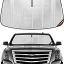 Windshield Sun Shade for 2015-2020 Cadillac Escalade/Escalade ESV, Chevrolet Suburban/Tahoe, GMC Yukon/Yukon XL. Full Front Window Sunshade Coverage (Upgrade Shiny Silver)