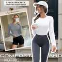 3 Pack Womens Compression Shirts Long Sleeve Crew Neck Tops Slim Fit Undershirts Workout Yoga Athletic (S)