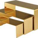 Purse Display Stand, 3 Gold Risers Display Stands Stainless Steel, Heavy Duty Countertop Shoes Stand Handbag Holder Risers for Home Boutique Retail Store Vendor Display Bags Perfume Jewelry Craft