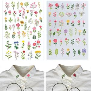 92pcs Water Soluble Embroidery Patterns 2xSheets A4 Colorful Flower Printed Tracing Paper Wash Away Stenciles Embroidery Stabilizer Aunt Mothers Iron on Hand Embroidery Transfers