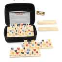 Rummy Cube 6 Player Edition with 6 Wooden Racks/Trays, 160 Large Numbers Rummy Tiles Set with Zippered Case, Rummy Travel Game Set with 6 Tiles Holders - Classic Board Games for Family Adults Kids