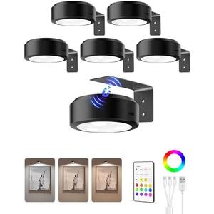EZVALO Picture Lights for Wall, 2000mAh Rechargeable Battery Magnetic Poster Lights with 3 Color Temps & 12 RGB, Remote Dimmable Timer Painting Light, Wall Decor Light for Art Display, Frame (3 Pack)