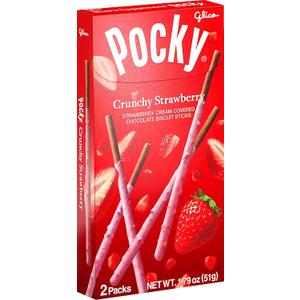 GLICO Pocky Crunchy Strawberry Covered Chocolate Biscuit Sticks 1.79 oz (Regular)