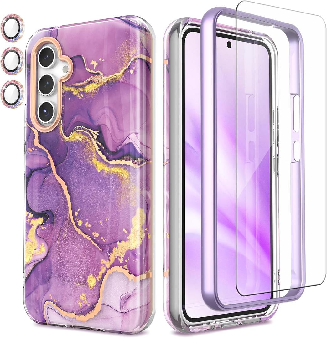 Compatible with Samsung Galaxy A54 5G Case 6.4'', [4 in 1 Full-Body Protection] [Military Grade Drop Tested] Slim Shockproof Protective Cover for Galaxy A54,Purple