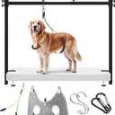 H Shape Dog Grooming Arm for Table, L Size Hammock, 42" H, 31-43" W | Heavy Duty, Adjustable Grooming Stand, Clamp Fits up to 2.76", with Hammock & 2 Nooses for Home Grooming & Nail Trimming