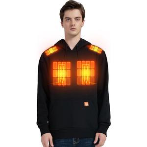 CAFORU Heated Pullover Hoodie with 5-Zone Heating&7.4V Battery Pack, Fast Warm-Up Unisex Sweatshirt for Outdoor Work, M