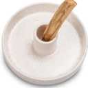 Palo Santo Holder, Ceramic Incense Holder for Palo Santo Sticks, Scent Wood Stand and Ash Catcher, Simple, Sturdy and Well Made Incense Burner, Cozy Speckled White