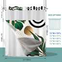 Miyotaa No Hook Abstract Sage Green Shower Curtain with Snap in Liner, Minimalist Plant Leaves Geometric Aesthetic Double Layers 71Wx74H with See Through Mesh Top Bath Accessories Home Decor