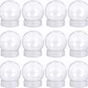 12 Pieces DIY Water Globe Snow Globe 2.7 Inch (69mm) Height Clear PET Plastic with Screw Off Cap for DIY Crafts Christmas Decoration