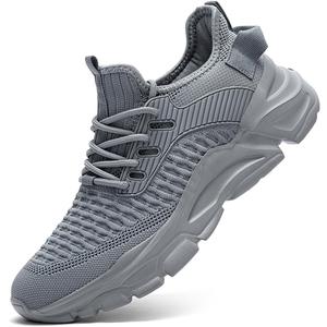 Men's Slip on Walking Shoes Tennis Running Sneakers Lightweight Breathable Casual Soft Sole Comfort Work Gym Trainers (11, Grey)