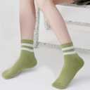 SISOSOCK Quarter Crew Cotton Socks for Women or Men Striped Athletic Socks Casual Socks 6-10 pairs with Gifts Box