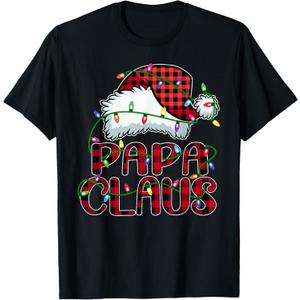 Papa Claus Shirt Christmas Lights Pajama Family Matching T-Shirt