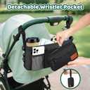 Guiseapue Universal Stroller Organizer with Cup Holder: Stroller Caddy Accessories with Detachable Phone Bag Fit for Uppababy, Non-Slip Straps, Walker Accessories, First Mothers Day Gifts for New Mom