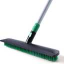 Eyliden X-Large Floor Scrub Brush, 2 in 1 Scrape Brushes with Rubber Squeegee | 55.3" Long Handle, 15" Wide Stiff Bristle Head | Floor Scrubber for Deck Kitchen Shower Bathroom Tub Tile Patio Wall (Black and Green)
