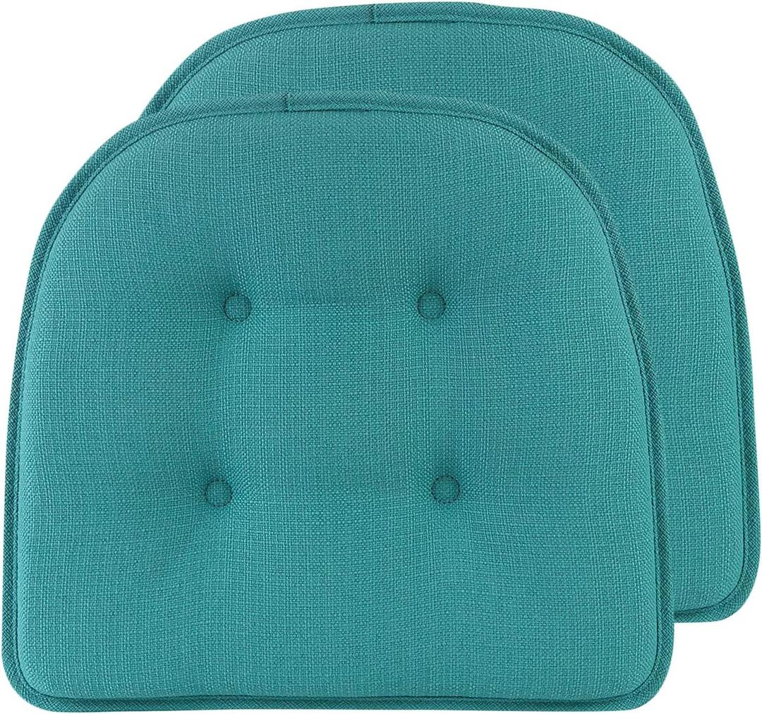 Non-Slip Chair Cushions, Assembled in USA, U-Shaped Skid-Proof Seat Pads for Dining Room, Kitchen, Office, 15"x16", 2 Pack